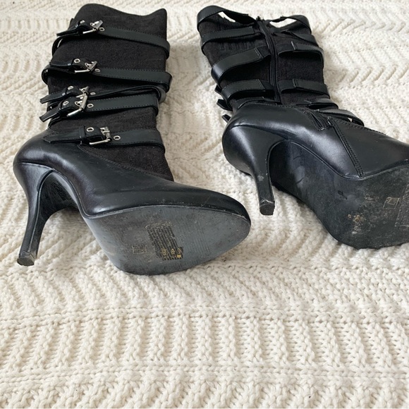 Funtasma Costume Boots Black Heels Buckle Straps - Picture 2 of 6